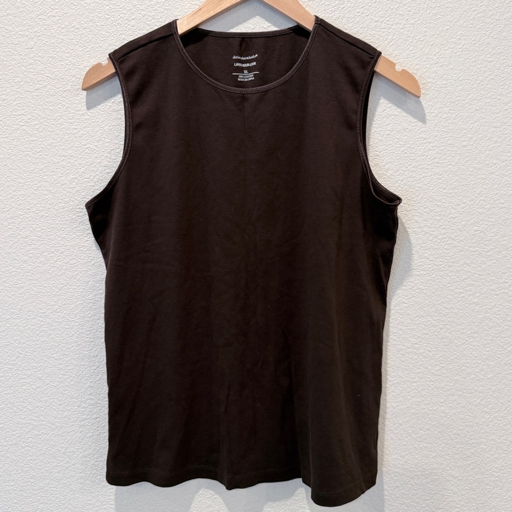 Christopher & Banks Chocolate Brown Sleeveless Tank XL 90s Normcore Layering